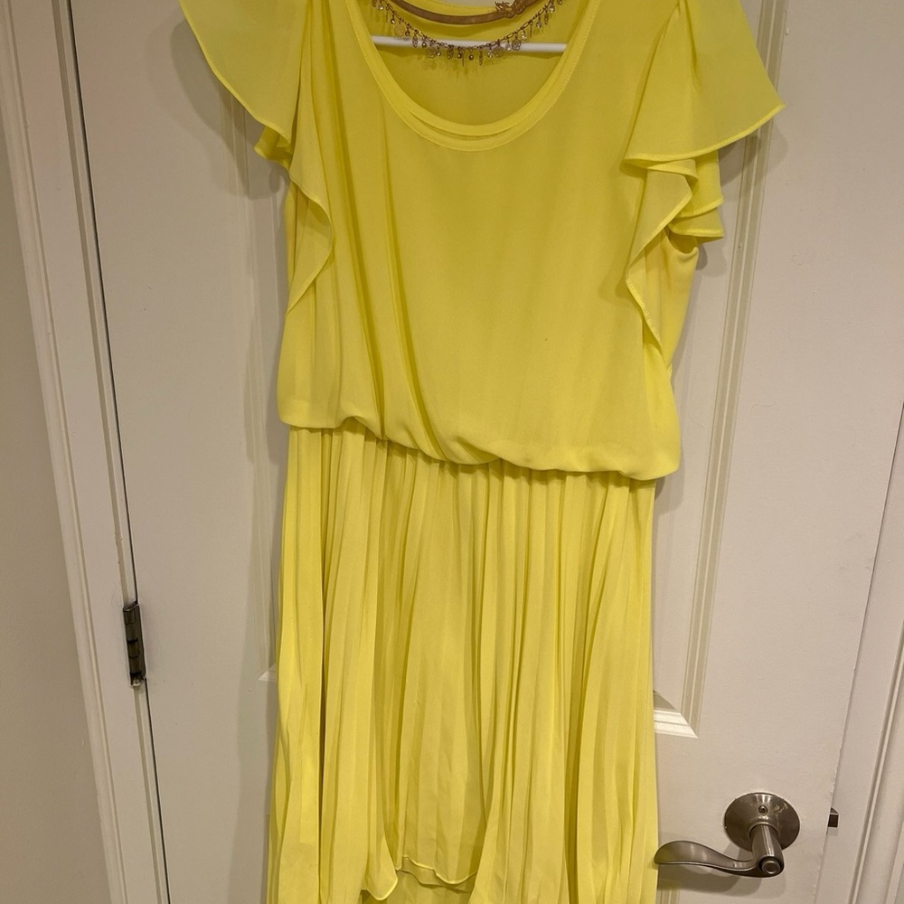 Yellow Ruffle Sleeve Dress